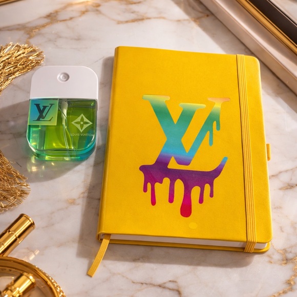 Handmade Other - Vibrant Yellow Notebook with Holographic Logo with Matching Sanitizer Set